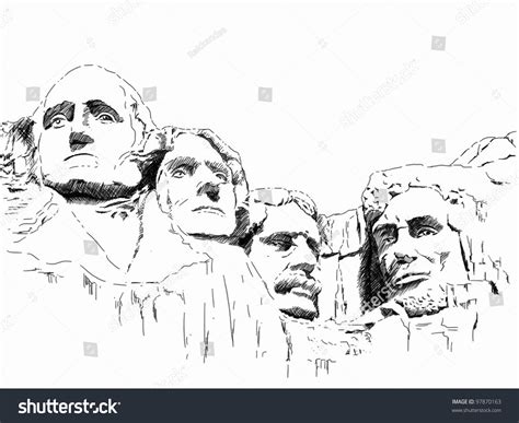 How to draw mount rushmore. Hand Draw Picture Of Mount Rushmore Stock Photo 97870163 ...