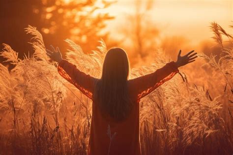 Premium Photo Silhouette Of Healthy Woman Raised Hands For Praise And