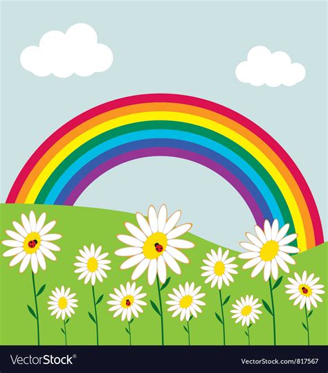 Rainbow And Flowers Royalty Free Vector Image Vectorstock