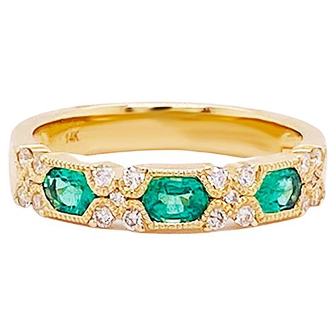 Carved Emerald Diamond Ring At 1stdibs