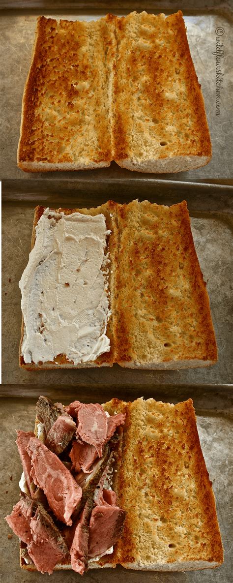 Caramelized onions, dressed arugula greens, shaved leftover prime rib roast, and a roasted garlic horseradish mayo all come together for this incredible. The Absolute Ultimate Cheesy Leftover Prime Rib Sandwich! - Wildflour's Cottage Kitchen