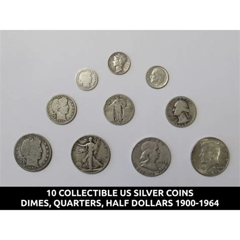 10 Old Us Silver Coins Collection Half Dollars Quarters And Dimes