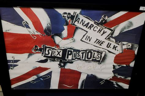 Framed Print Of Anarchy In The Uk Sex Pistols Poster Signed By Paul