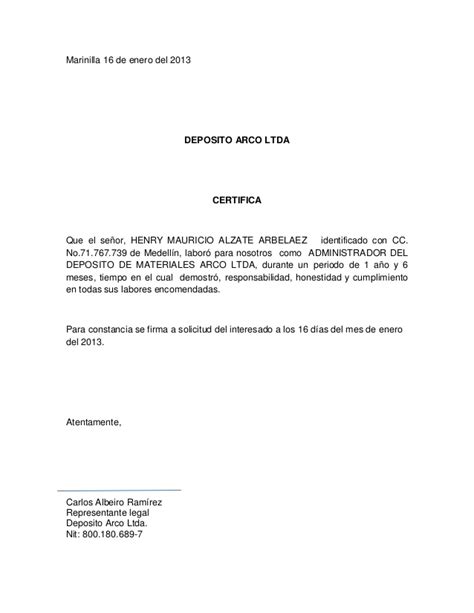 Modelo Carta De Recomendacion Laboral Colombia Modelo De Informe Porn