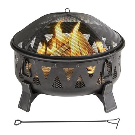 Fire pit tables & patio furniture. Garden Treasures Steel Wood-Burning Fire Pit | Wood ...