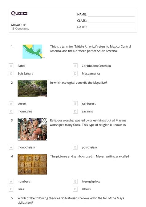 50 Maya Civilization Worksheets For 7th Grade On Quizizz Free