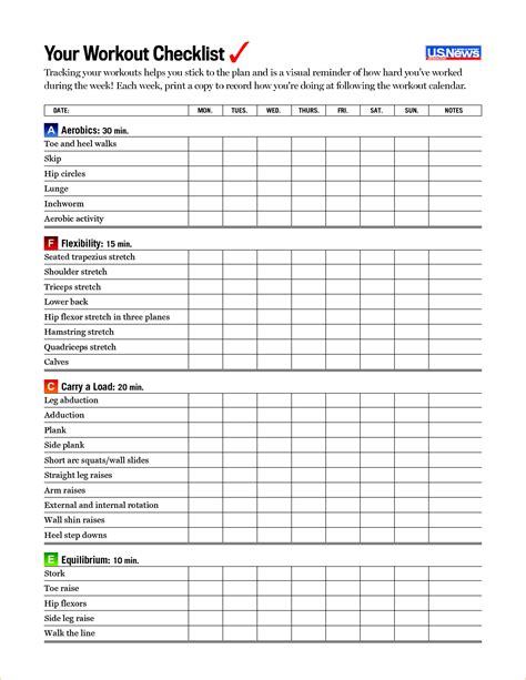 Workout Planner Template Outline Templates Printable Fitness Exercise
