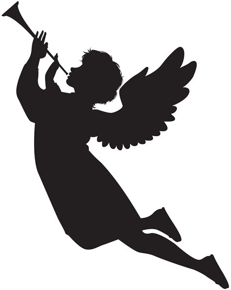 Angel Silhouette Clip Art Angel With Fanfare Silhouette Png Clip Art