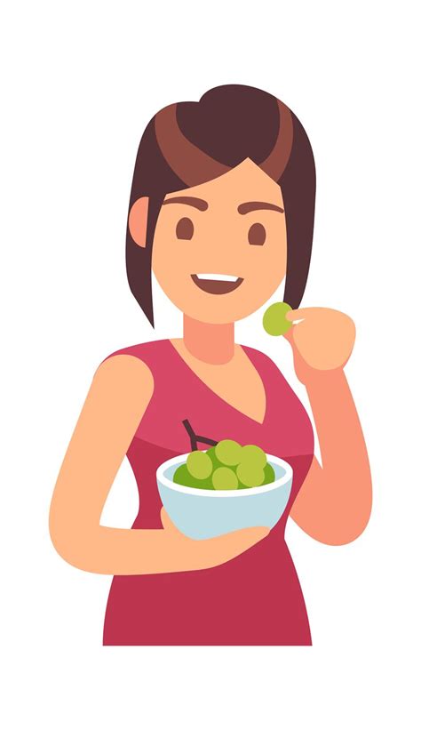 Woman Eating Healthy Food Girl Eats Meal Hungry Female Character Wit By Yummybuum Thehungryjpeg