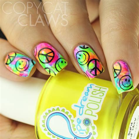 Copycat Claws Tie Dye Nails With Stamping