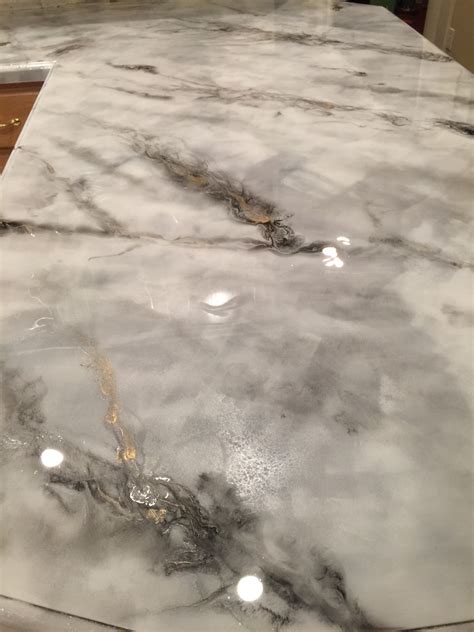 Faux Marble Epoxy Kitchen Countertops Makeover Apartment Therapy