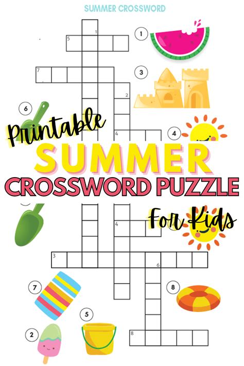 Summer Crossword Puzzles For Kids Tree Valley Academy Summer