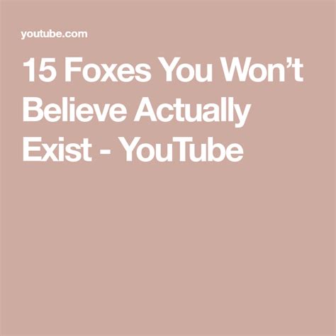 15 Foxes You Wont Believe Actually Exist Youtube In 2022 Believe