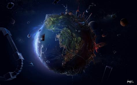 Online Crop Planet Earth Illustration Anime Space Abstract Earth