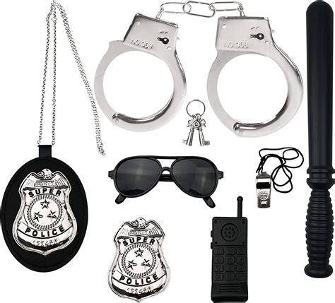 buy 7pcs police role playing toy set cosplay accessories toy handcuffs baton sunglasses walkie