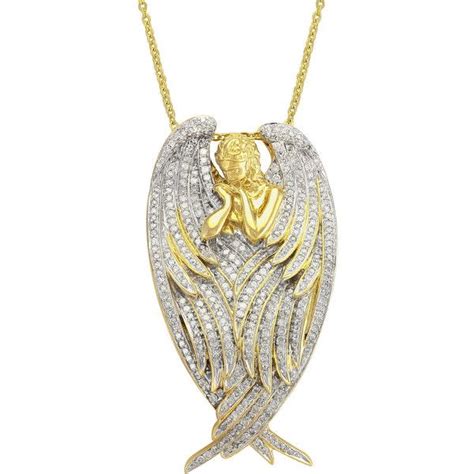 Beverly Hills Charm 14k Yellow Gold 1ct Tdw Diamond Angel Necklace