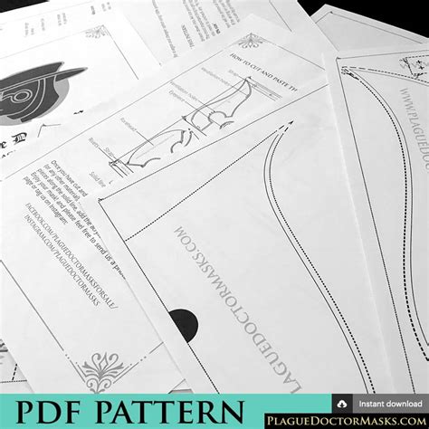 Pdf document that you can download on your computer. DIY Plague Doctor Mask Pattern Template with Instructions. PDF download - Plague Doctor Masks