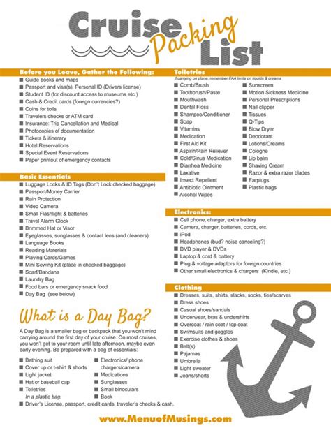 printable cruise packing list checklist hot sex picture