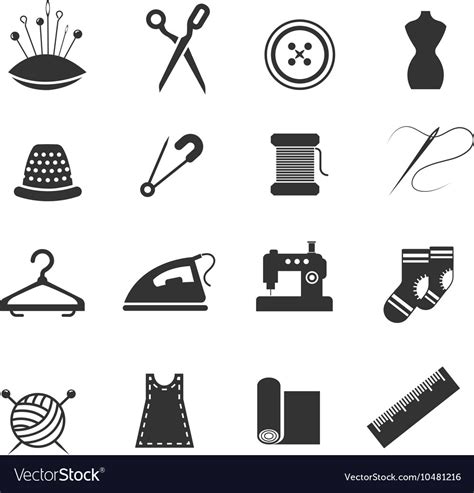 Sewing Fashion Needlework Tailor Icons Royalty Free Vector