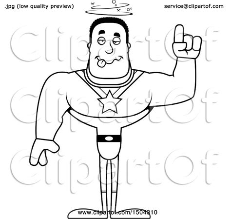 Clipart Of A Black And White Drunk Buff African American Male Super