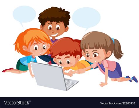 Over 5,729 using a computer pictures to choose from, with no signup needed. Group of children using computer Royalty Free Vector Image