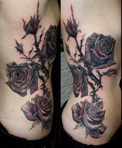 Black Rose Ink Rose Thorn Tattoo Rose Rib Tattoos Dark Roses Tattoo