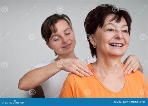 senior woman receiving massage stock image image of training hands 23374787