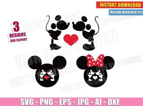 Mickey Minnie Mouse Kissing SVG Cut File For Cricut Silhouette