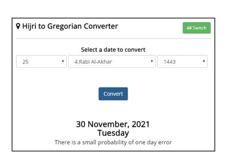 Simplest code for converting hijri to gregorian calendar. CONVERT HIJRI TO GREGORIAN DATE