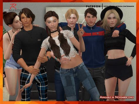 First Group Pose In Game November Offer Remaron On Patreon Sims 4