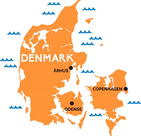 Physical map of denmark, equirectangular projection. Map of Denmark | RailPass.com