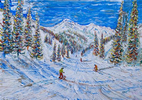 Kitzbuhel Oil Ski Painting Pete Caswell