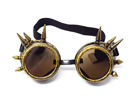 gold brown lenses steampunk spike style cosplay adults fashion goggle glasses