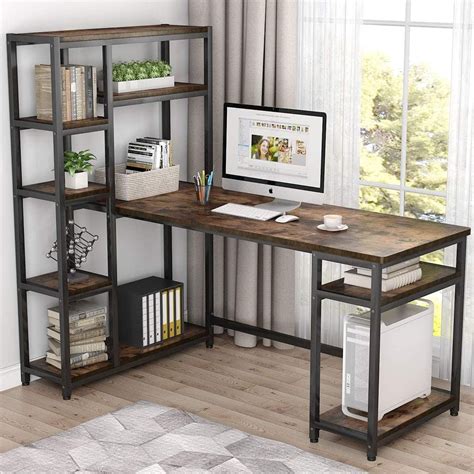 67 Large Computer Desk With 9 Storage Shelves Office