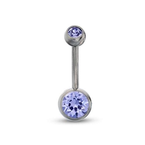 014 Gauge 8mm Purple Crystal Belly Button Ring In Titanium 716banter Belly Button Rings