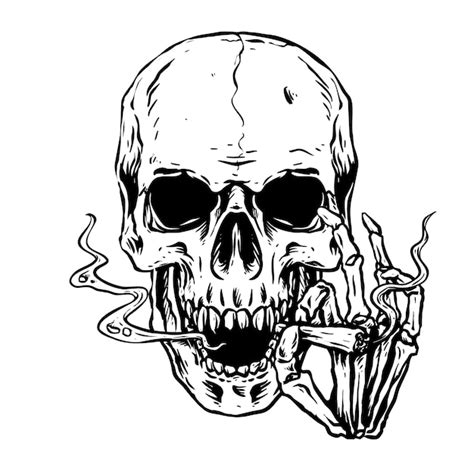 Premium Vector Skull Smoked Cigarette Illustration