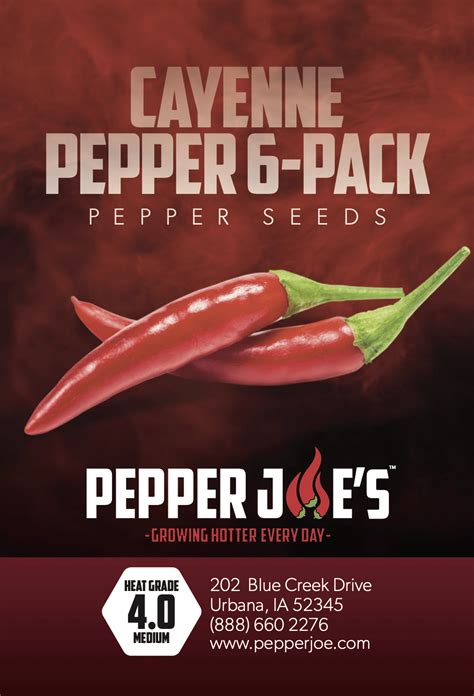 Cayenne Pepper Variety 6 Pack Seeds Pepper Joe’s