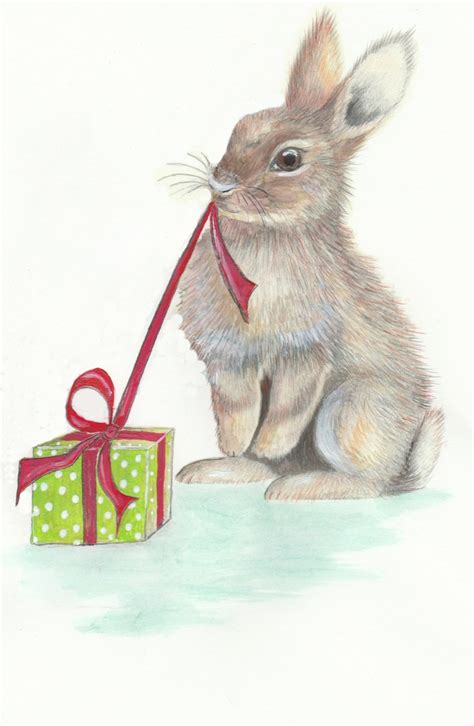 Bunny Christmas Card Multi Pack Availablerabbit Christmas Etsy Uk