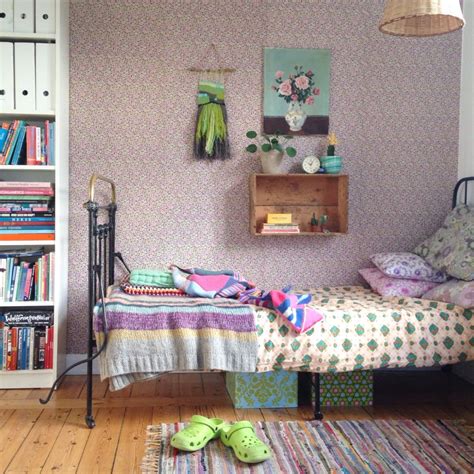 Move furniture, add new things. Lovely vintage styled girls bedroom with floral | Retro ...