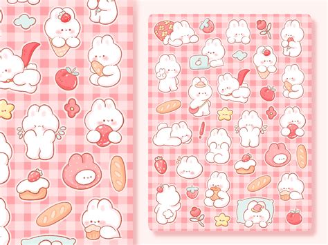Cute Printable Sticker Sheet Bunny Clipart Commercial Use Etsy