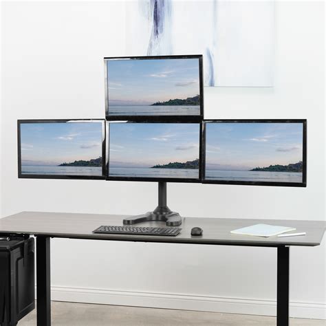 Vivo Steel Quad Monitor Mount Adjustable 3 1 Stand 4 Screens Up To