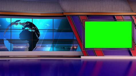 News Tv Studio Set 46 Virtual Green Screen Background Loop Stock Video