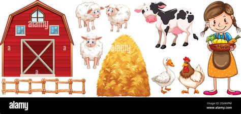 Farmer And Farm Animals Stock Vector Image And Art Alamy