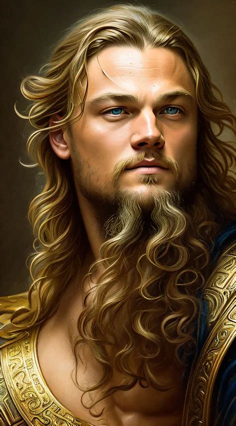 Retrato Pintado Leonardo Di Caprio Como Zeus Rugged Dios Del Trueno