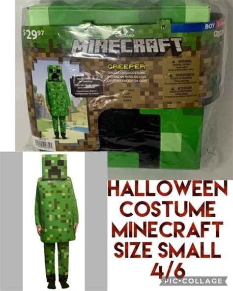 Minecraft Creeper Deluxe Child Costume Mesh Eye Plate Size 46 Small