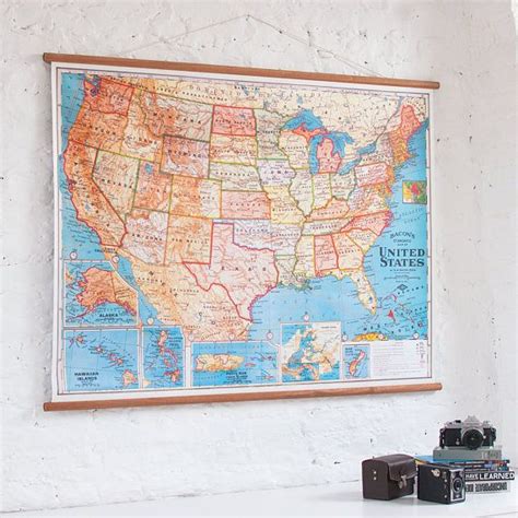 Pull Down Wall Map United States America Wall Maps Big Artwork Map