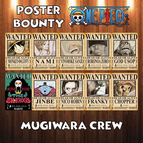 Jual Poster Bounty Anime Manga One Piece Mugiwara Crew Luffy Si Topi Jerami Straw Hat Pirates