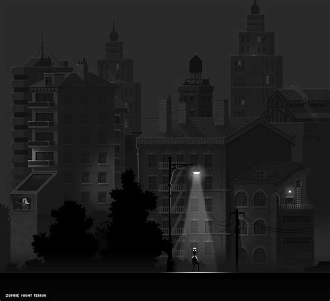 Zombie Night Terror Pixel Art Landscape Pixel Art Games Pixel Art