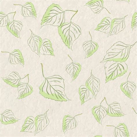 Light Seamless Pattern With Green Birch Leaves — Stock