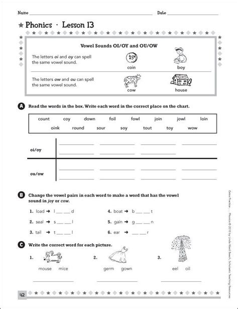Oil, foil, boil, soil, coin, point, poison, toilet. Vowel Diphthongs Worksheets Pdf - Learning How to Read